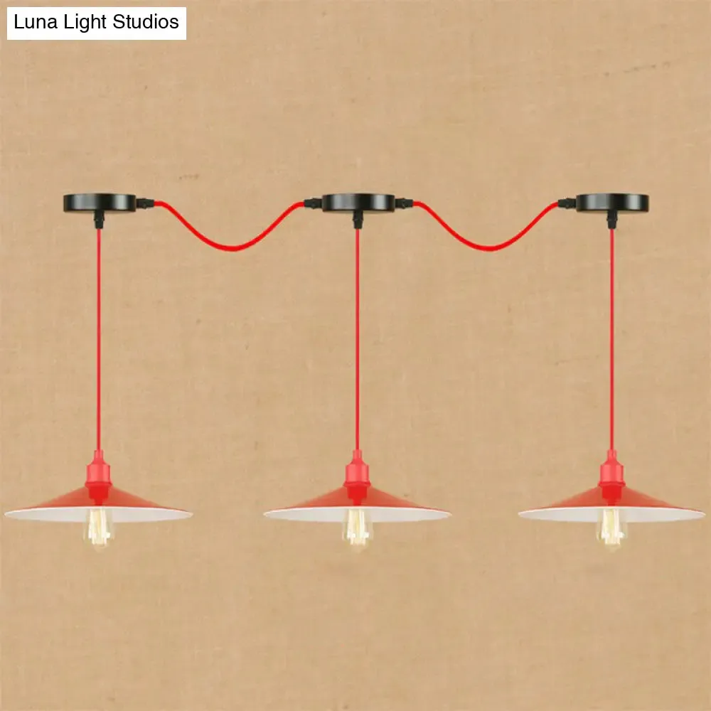 Sleek Red Metal Pendant Light for Living Room - 1 or 3-Head Swag Design