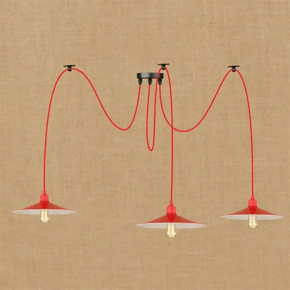 Sleek Red Metal Pendant Light for Living Room - 1 or 3-Head Swag Design