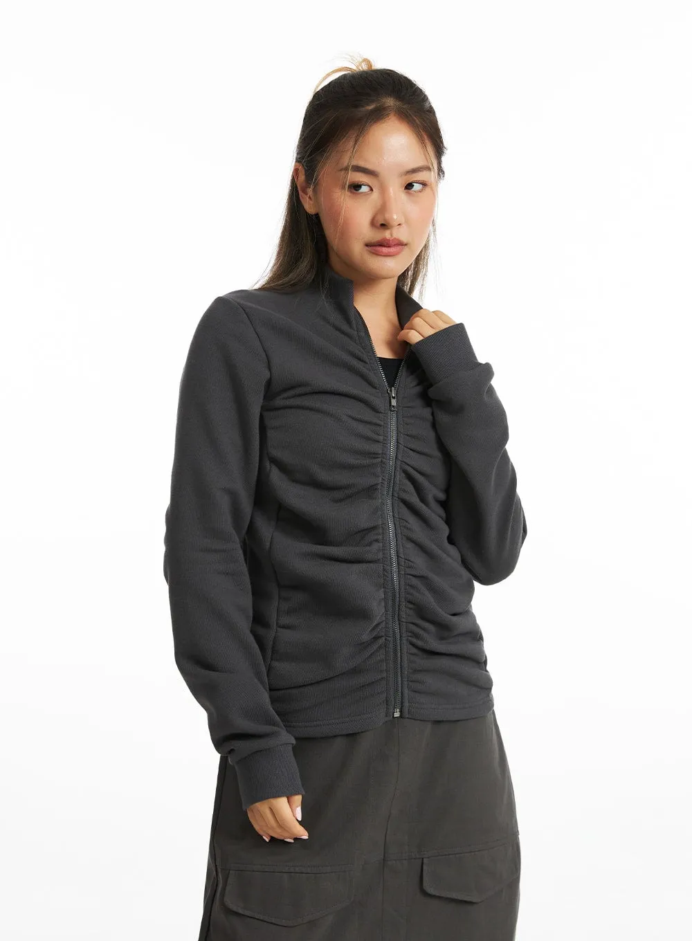 Sleek Ruched Zip-Up CO318