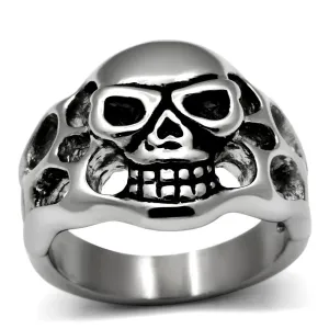 Sleek Stainless Skull Steel Ring - Timeless Elegance without Stones, Sleek Design, Unisex Fashion Ring