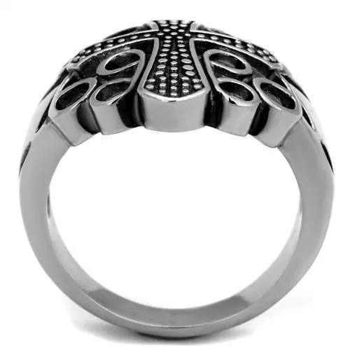 Sleek Stainless Steel Cross Ring with Jet Black Epoxy - A Symbolic Valentine's Gift