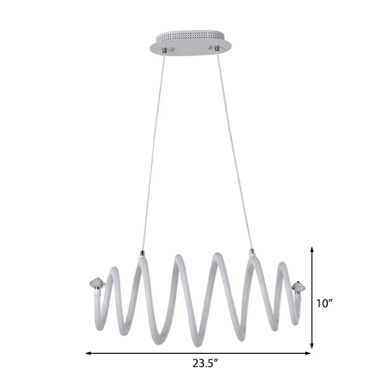 Sleek White LED Spiral Chandelier: Acrylic Hanging Light for the Living Room