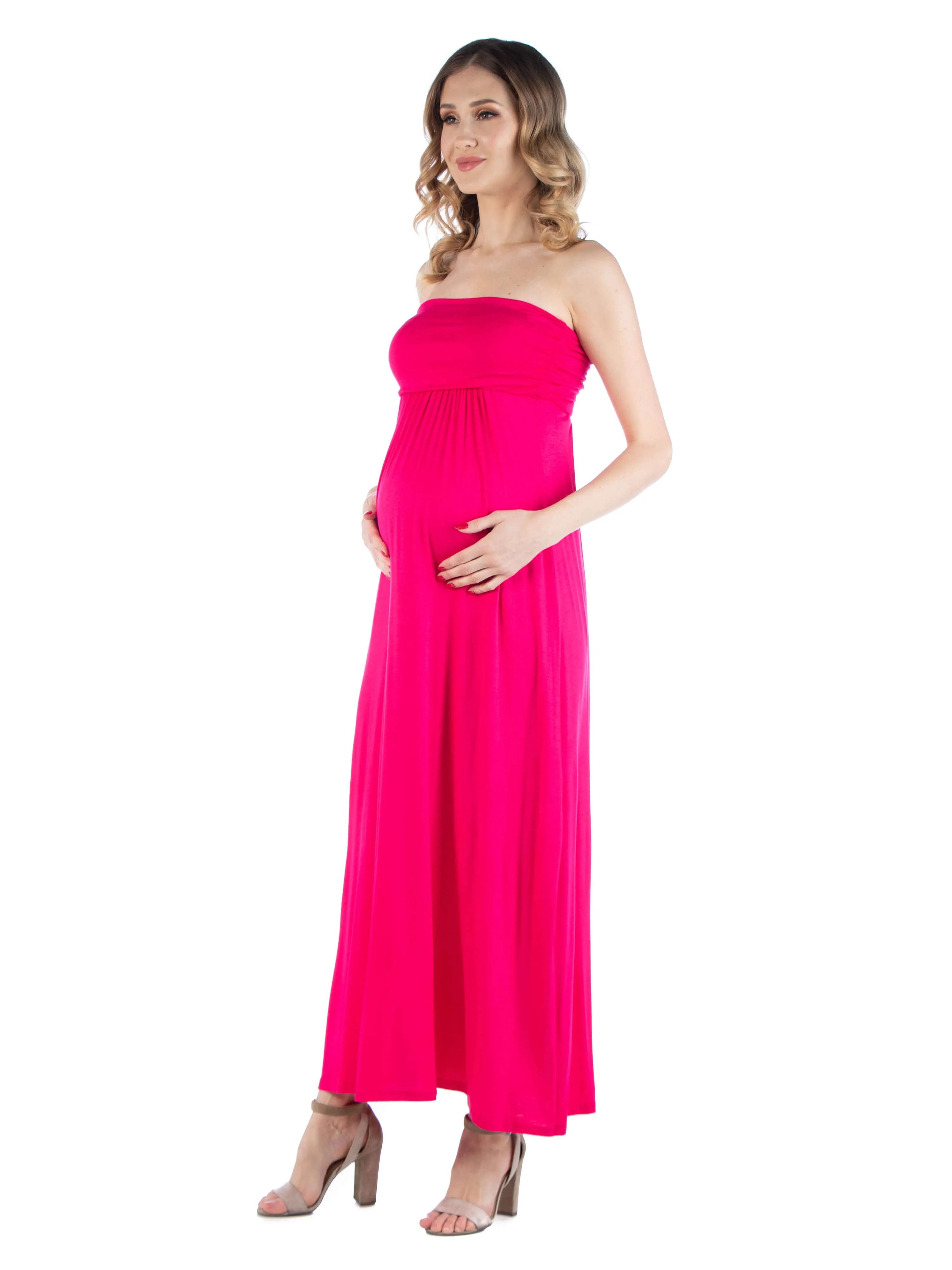 Sleeveless Empire Waist Maternity Maxi Dress