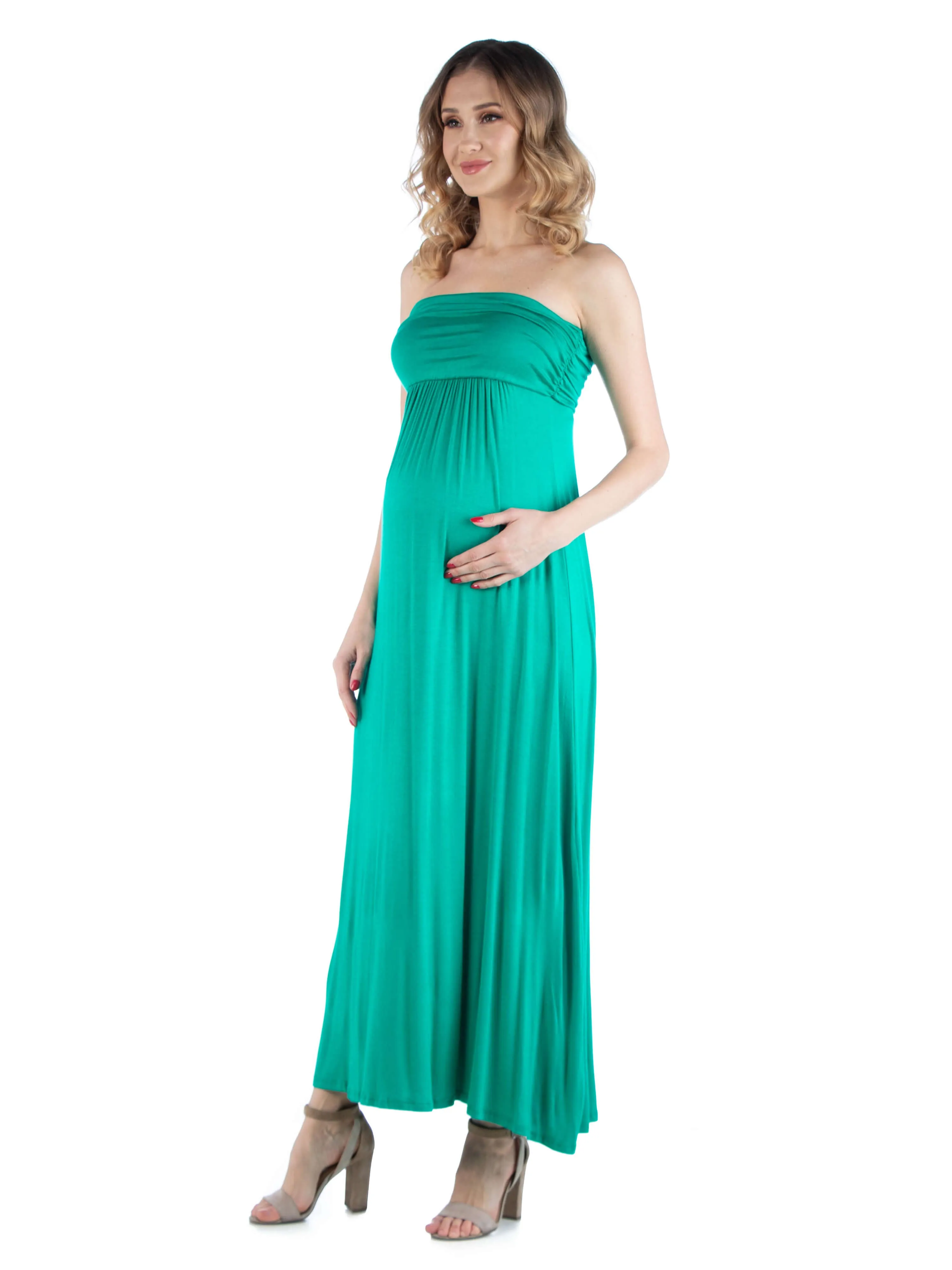 Sleeveless Empire Waist Maternity Maxi Dress