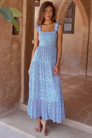 Sleeveless Summer Bohemian Maxi Dress - Blue