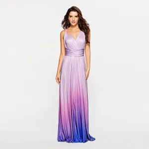 Sleeveless V-Neck Floor-Length Gradient