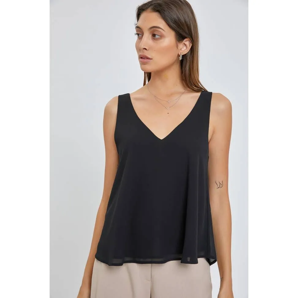 Sleeveless V-Neck Solid Top