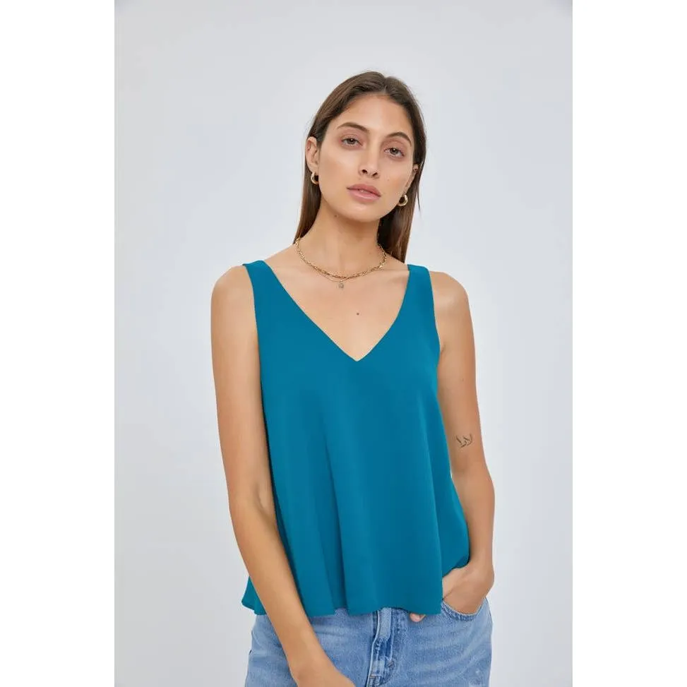 Sleeveless V-Neck Solid Top