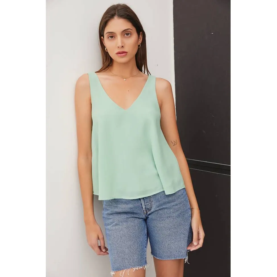 Sleeveless V-Neck Solid Top