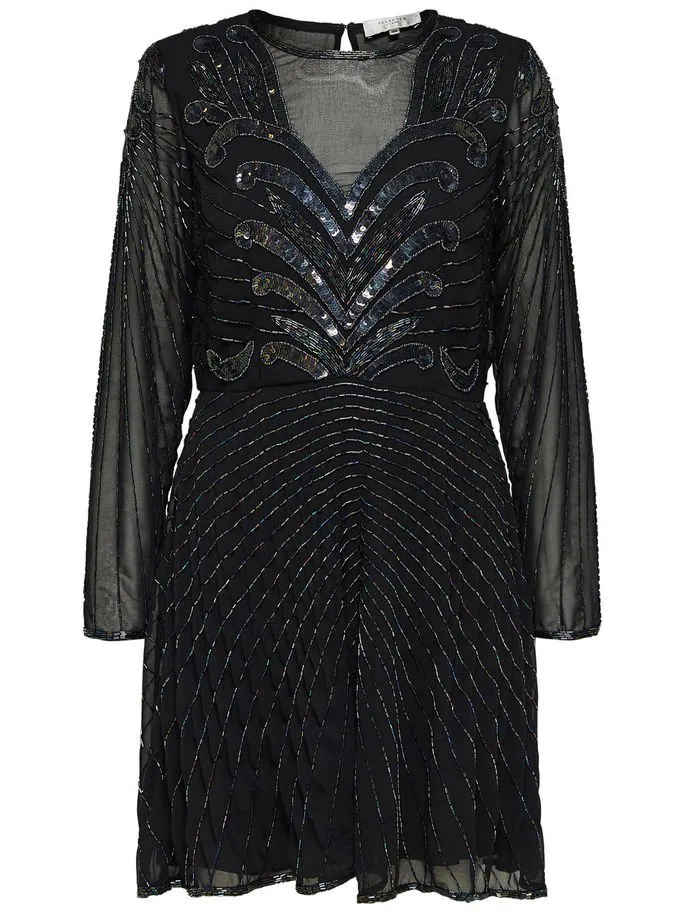 SLFJUNA BEADED DRESS | BLACK