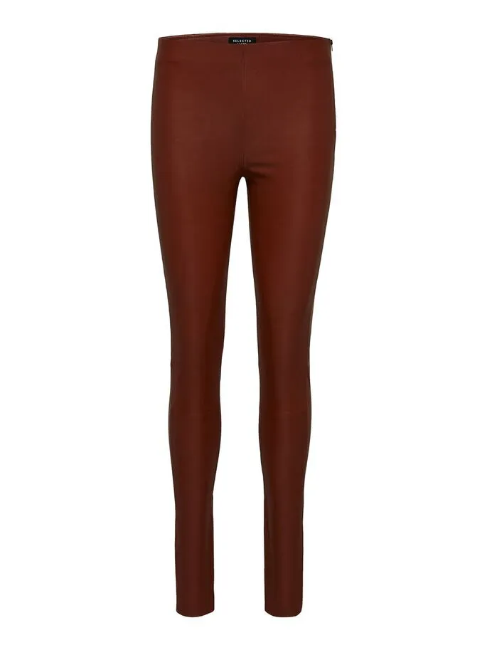 SLFSYLVIA MW STRETCH LEATHER LEGGING | CHERRY MAHOGANY