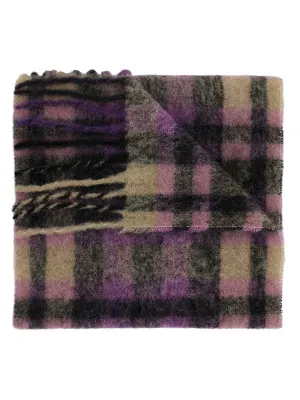 Sliced Wool Scarf - Purple Checks