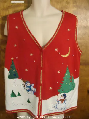 Sliding Snowmen Christmas Party Sweater Vest