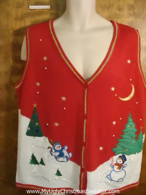 Sliding Snowmen Funny Christmas Sweater Vest