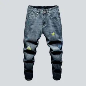 Slightly men's embroidered jeans