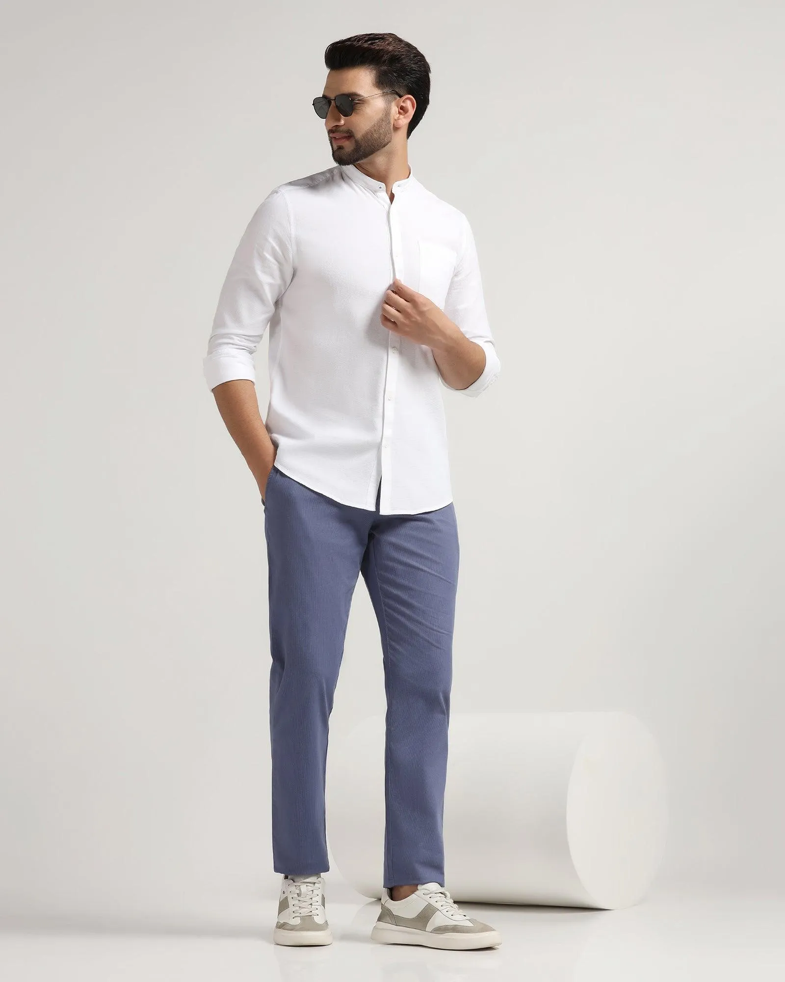 Slim Comfort B-95 Casual Navy Solid Khakis - Kris