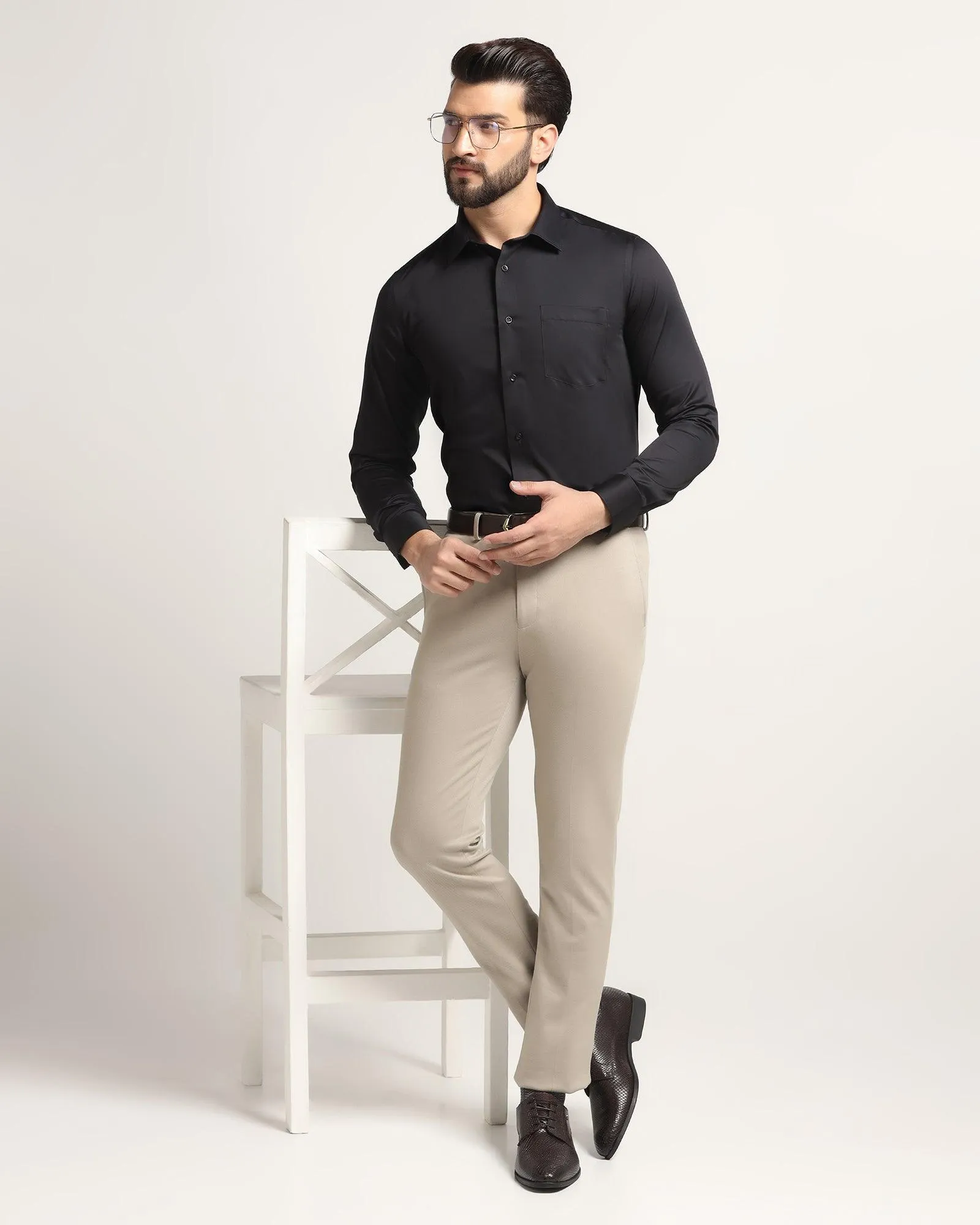 Slim Comfort B-95 Formal Beige Textured Trouser - Easter