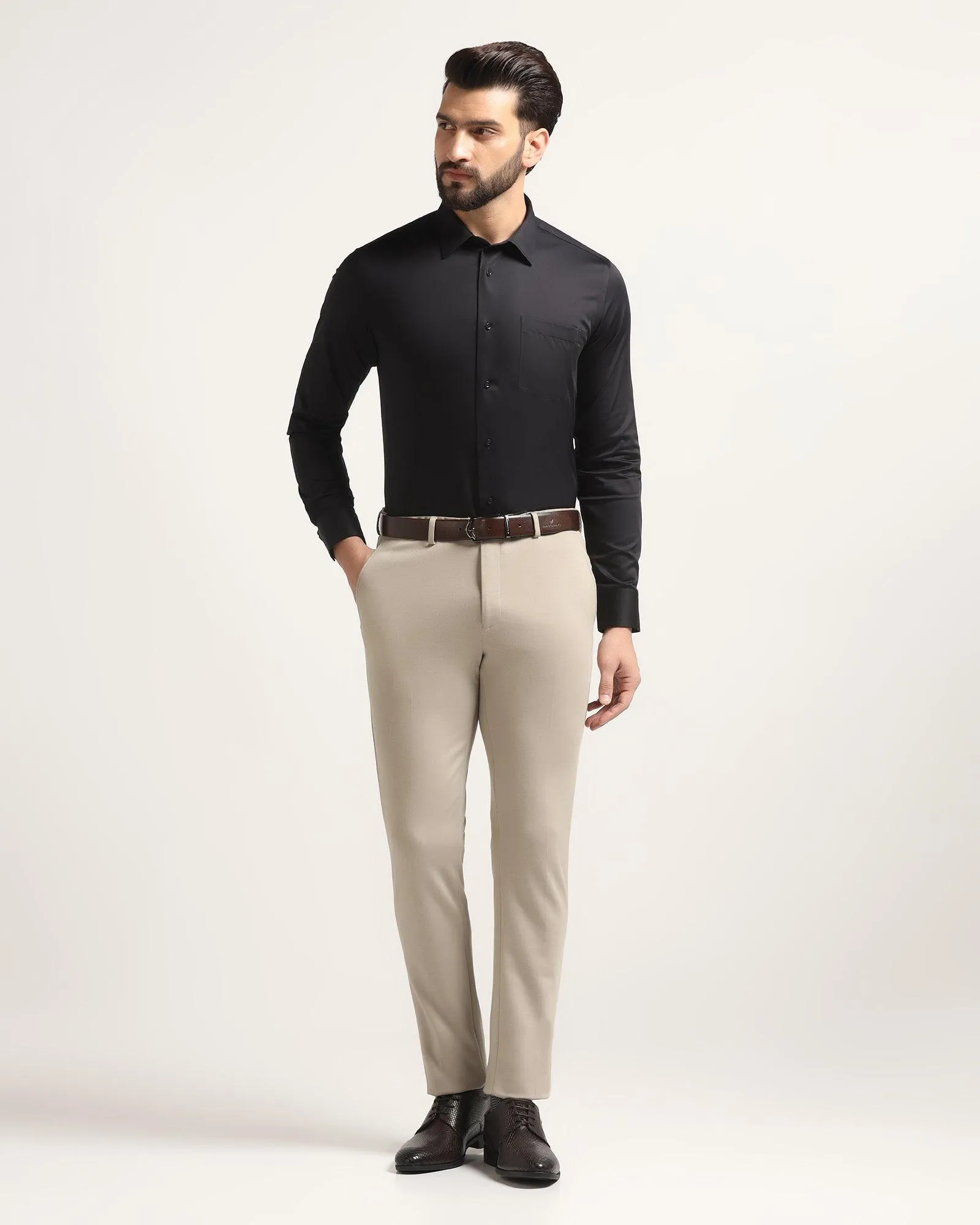 Slim Comfort B-95 Formal Beige Textured Trouser - Easter