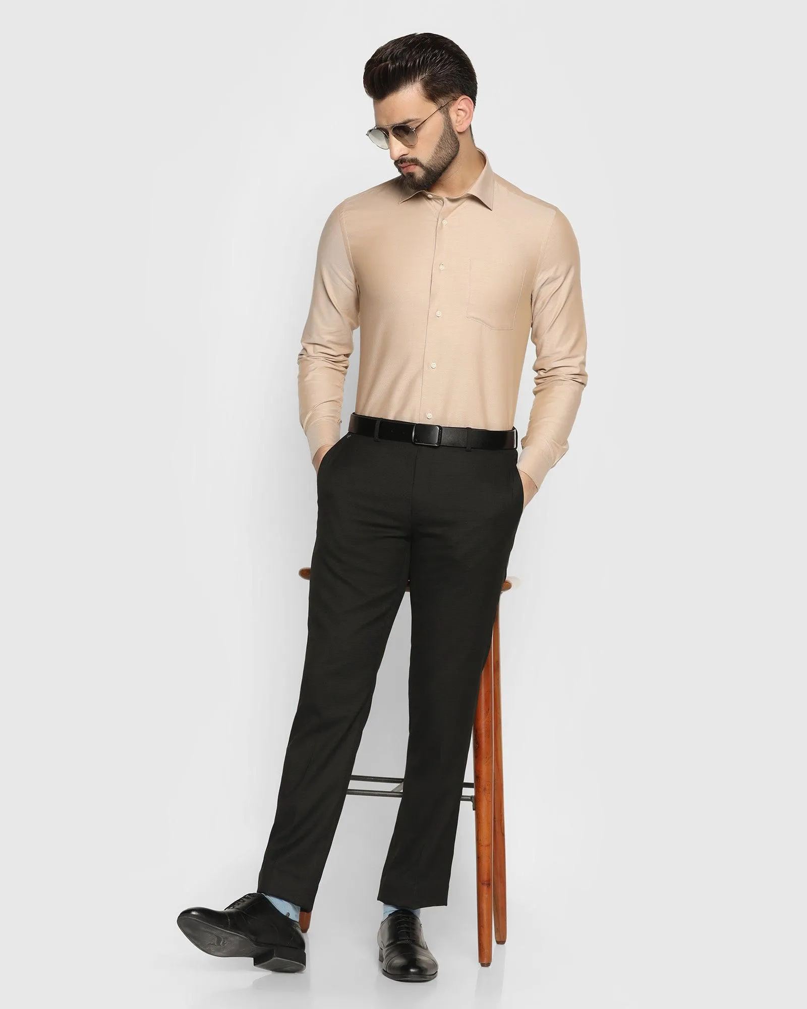 Slim Comfort B-95 Formal Black Textured Trouser - Punto