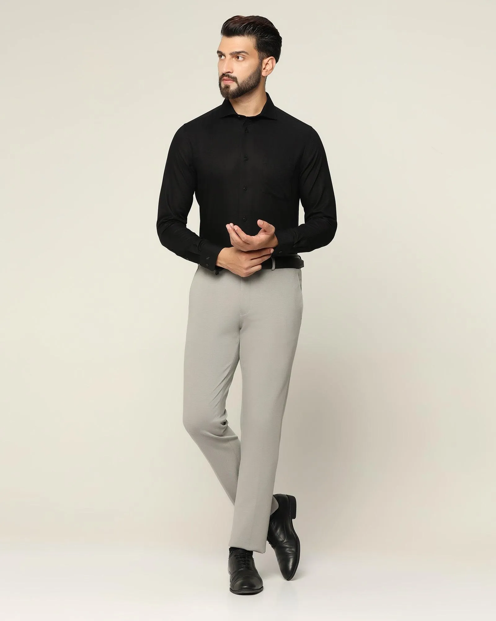 Slim Comfort B-95 Formal Grey Textured Trouser - Easter