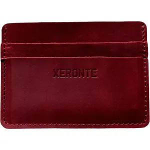 Slim Dark Red Leather Credit Card Holder Wallet