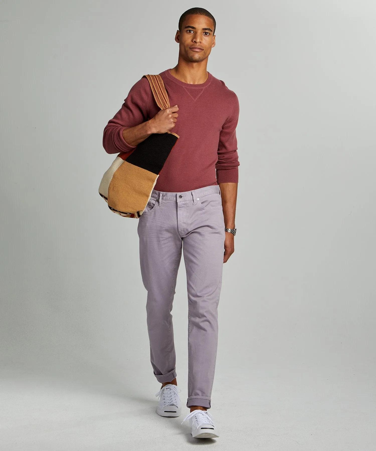 Slim Fit 5-Pocket Garment-Dyed Stretch Twill in Lavender