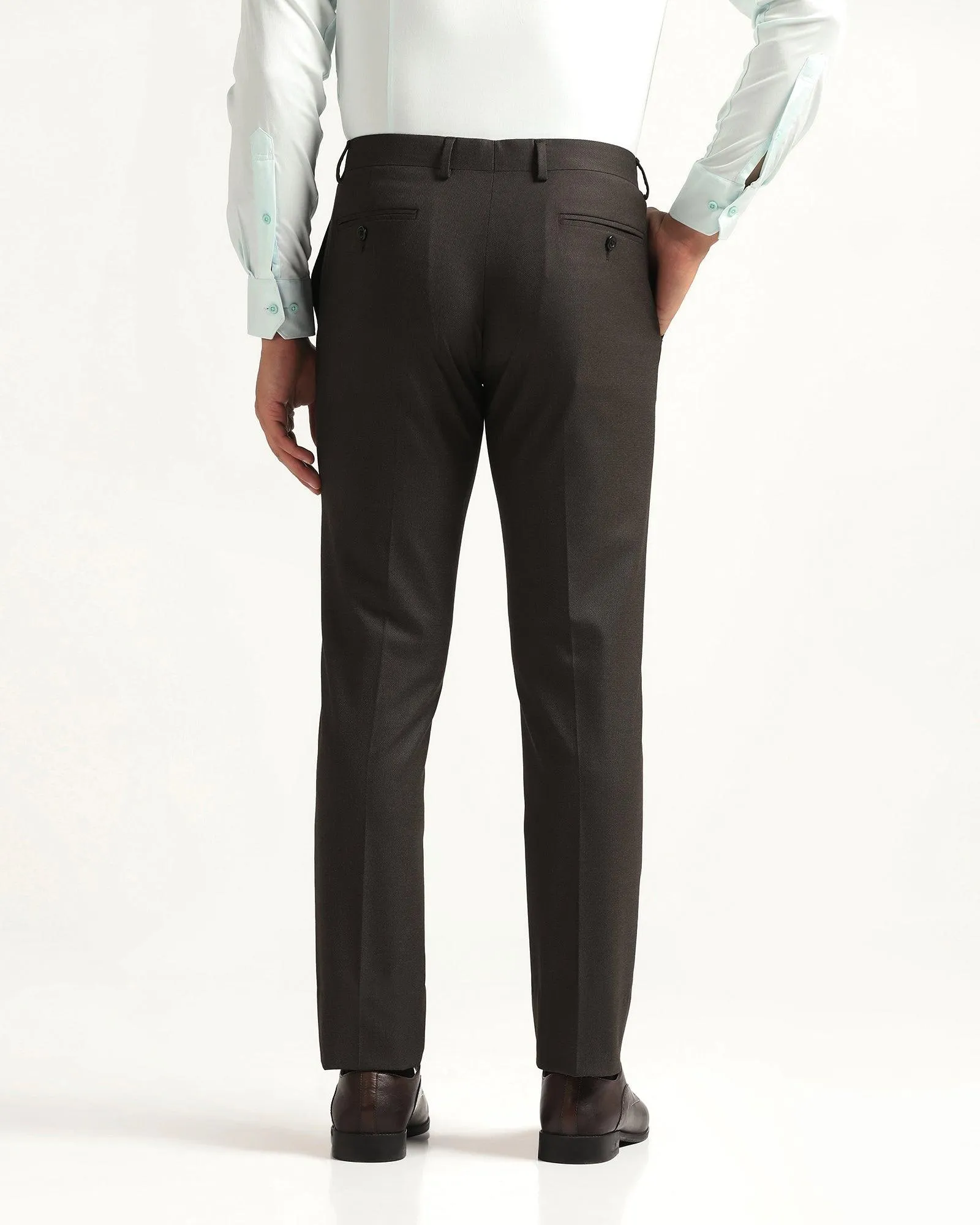 Slim fit B-91 Formal Black Textured Trouser - Tag