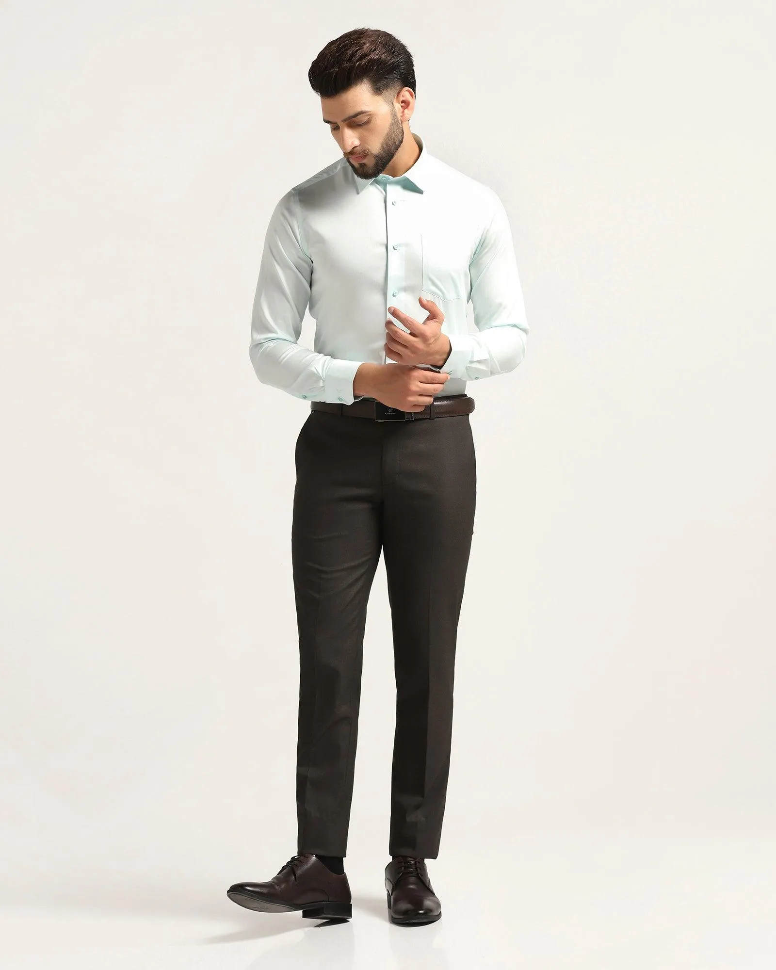 Slim fit B-91 Formal Black Textured Trouser - Tag