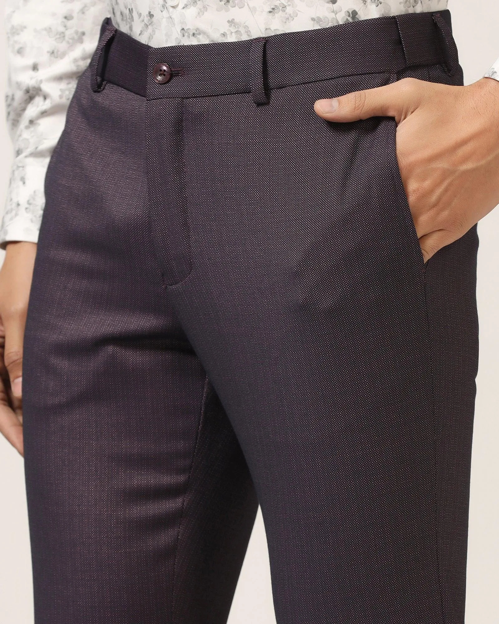 Slim Fit B-91 Formal Wine Textured Trouser - Bandit