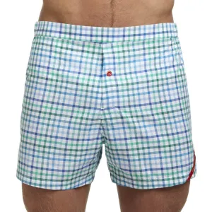 Slim-Fit Boxers Blue/Green Tattersall