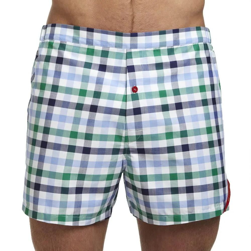 Slim-Fit Boxers Green/Blue Check