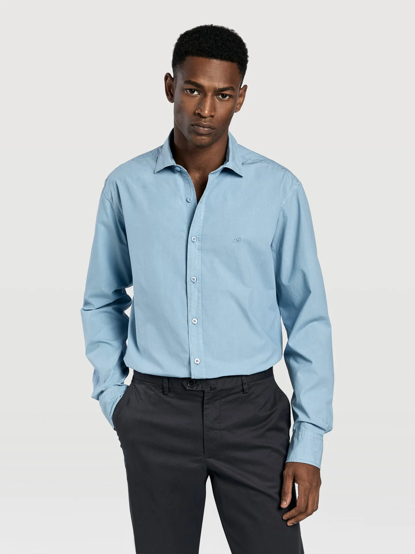 Slim fit comfort poplin garment dye shirt