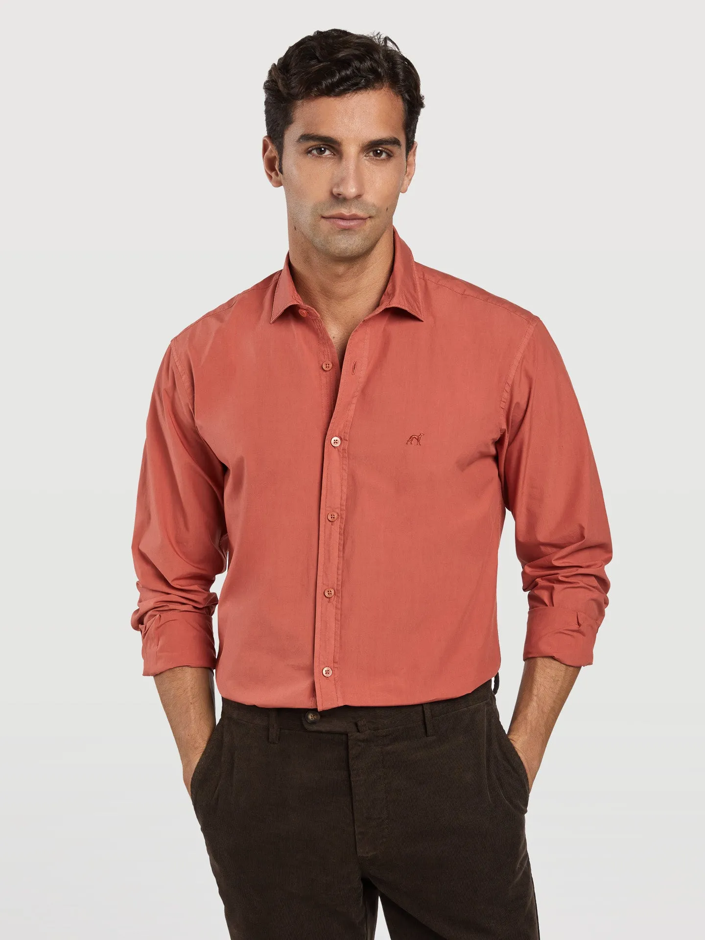 Slim fit comfort poplin garment dye shirt