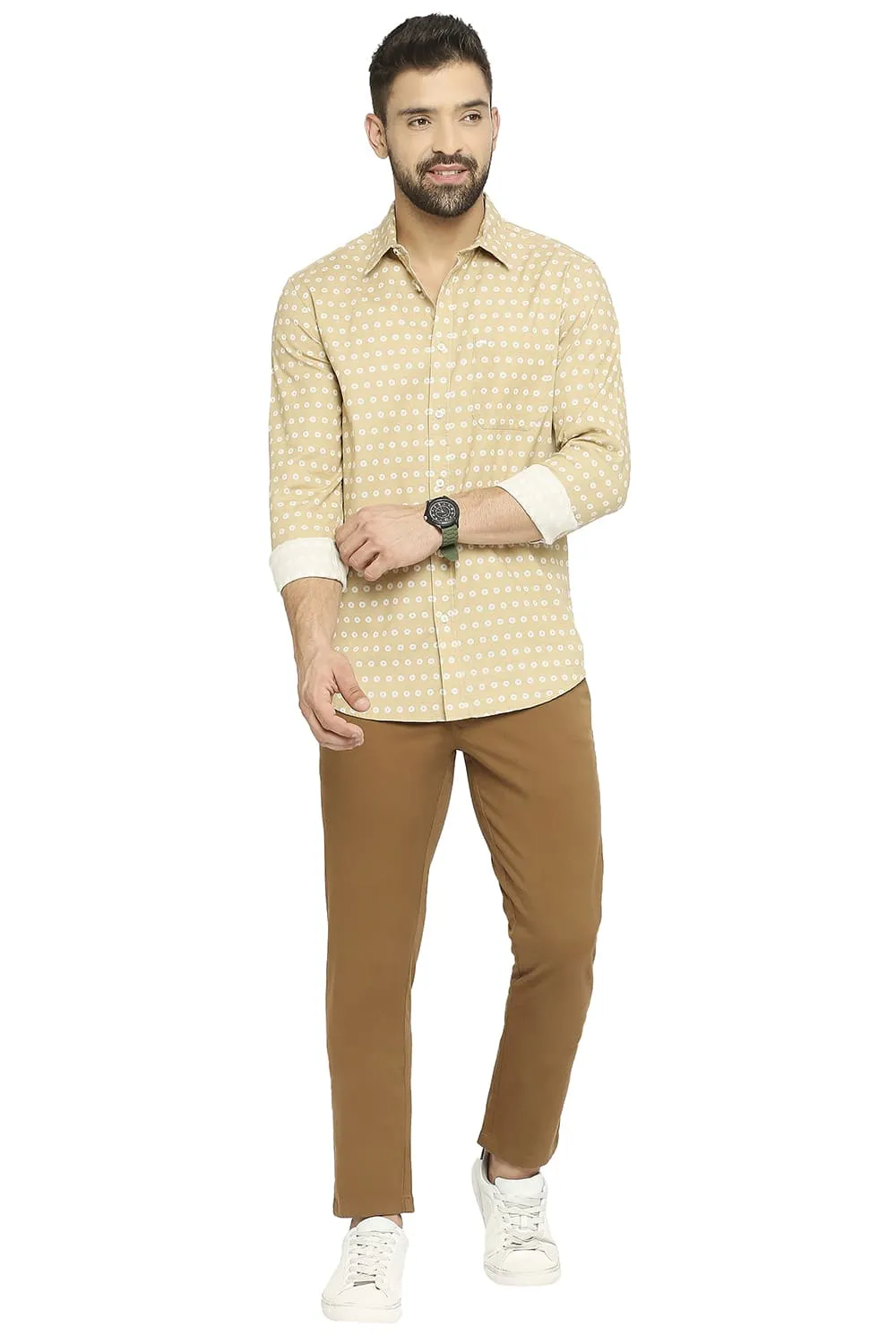 Slim Fit Cotton Dobby Printed Shirt