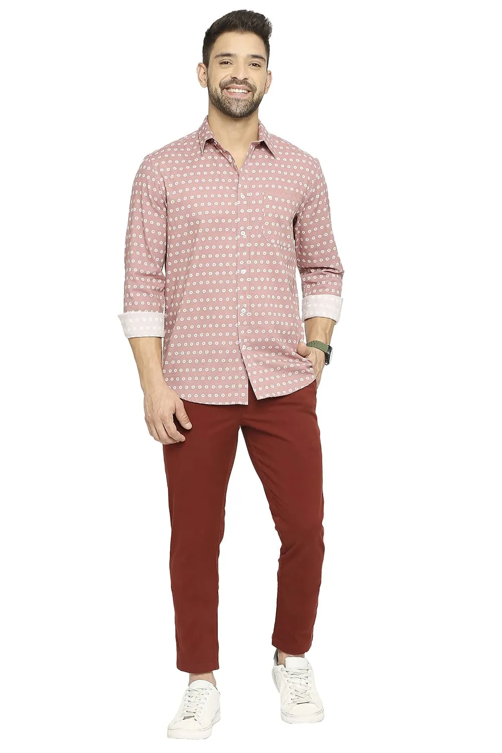 Slim Fit Cotton Dobby Printed Shirt