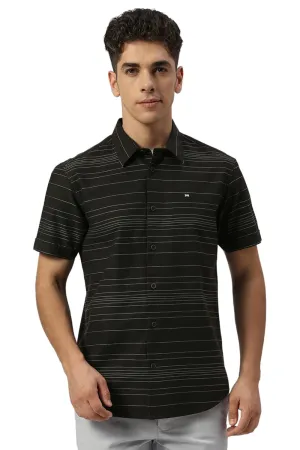 Slim Fit Cotton Grindle Stripe Halfsleeves Shirt