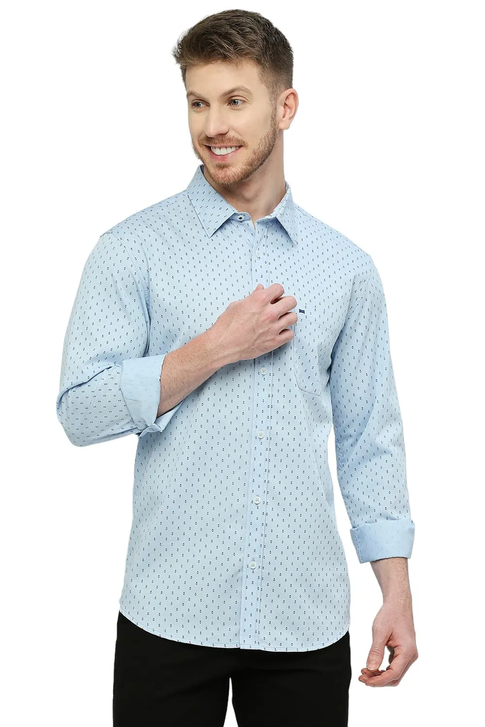 Slim Fit Cotton Polyester Cavalry Printed Shirt