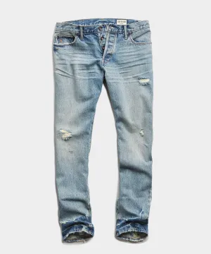 Slim Fit Japanese Selvedge Jean in New Distressed Wash