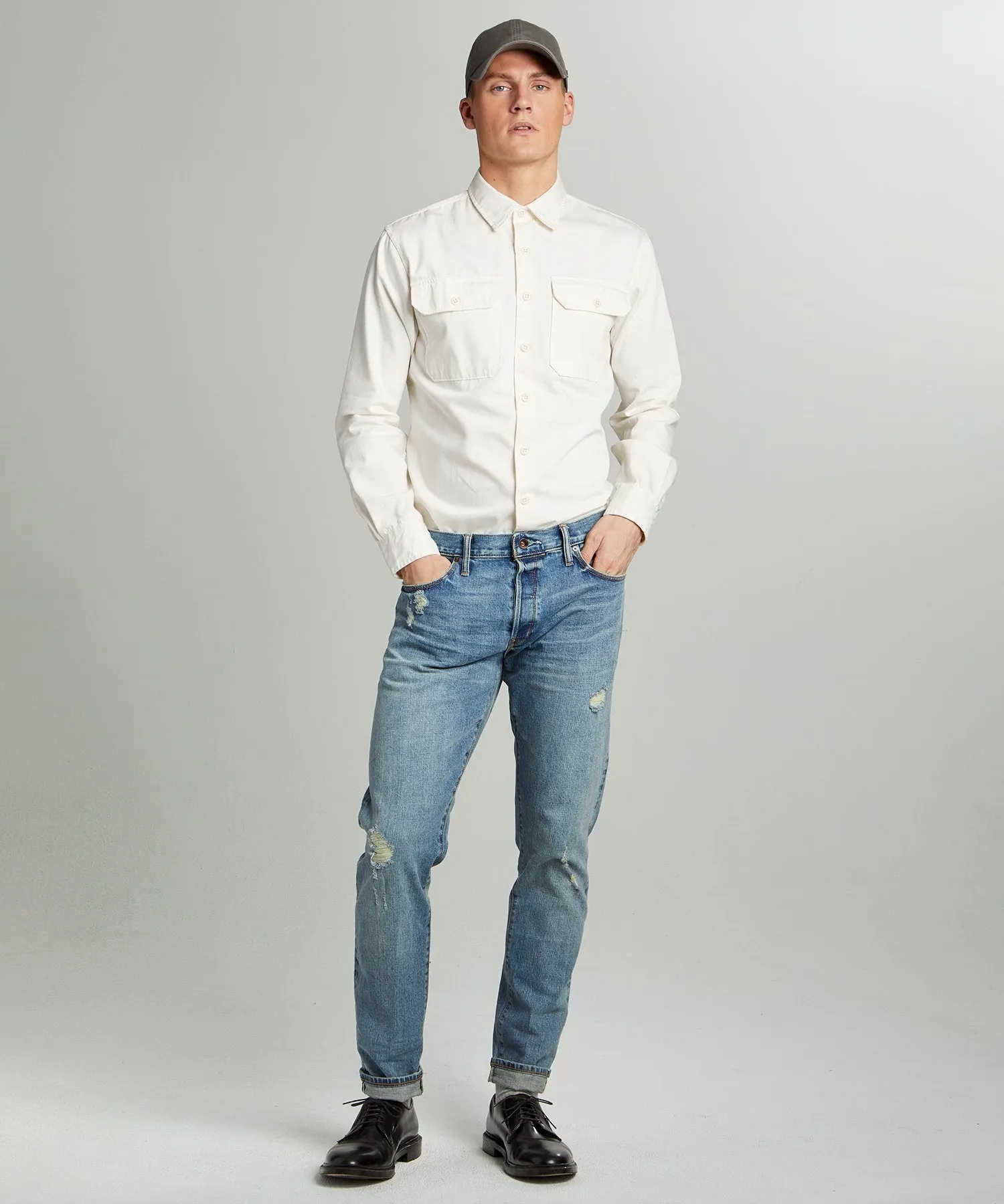 Slim Fit Japanese Selvedge Jean in New Distressed Wash