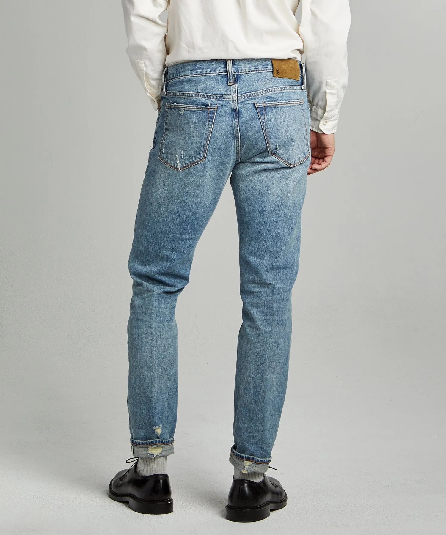 Slim Fit Japanese Selvedge Jean in New Distressed Wash