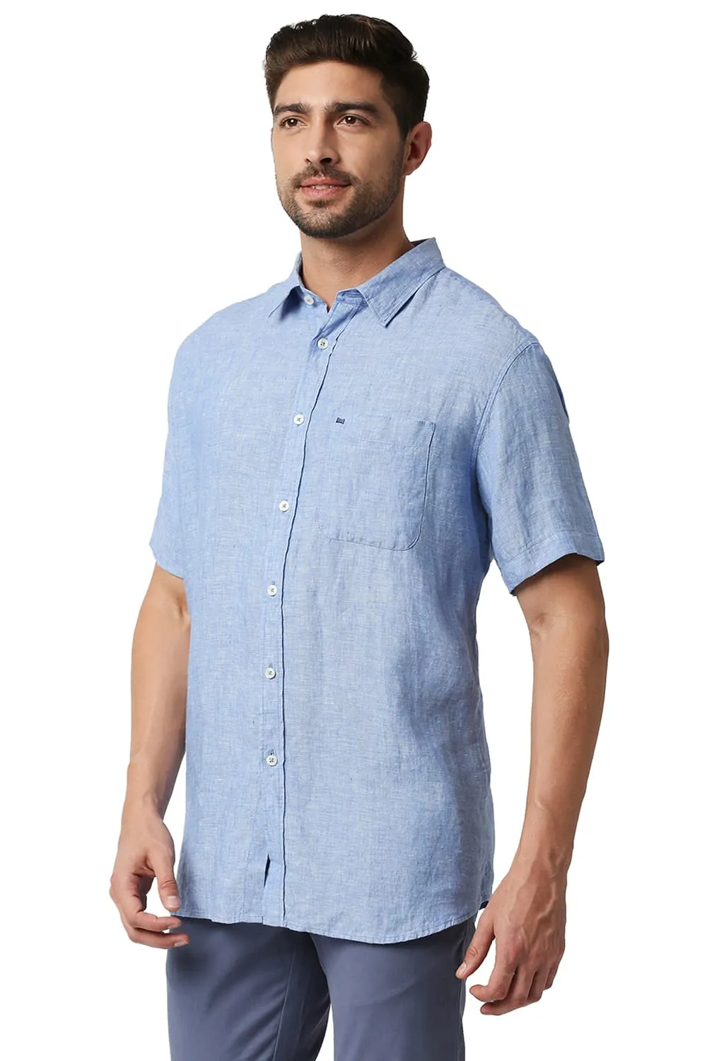 Slim Fit Linen Halfsleeves Shirt