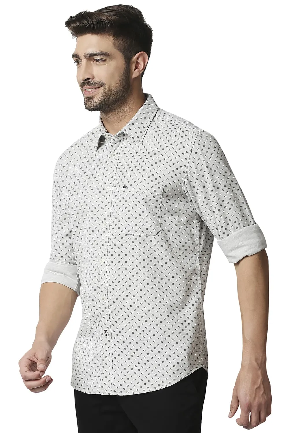 Slim Fit Melange Printed Shirt