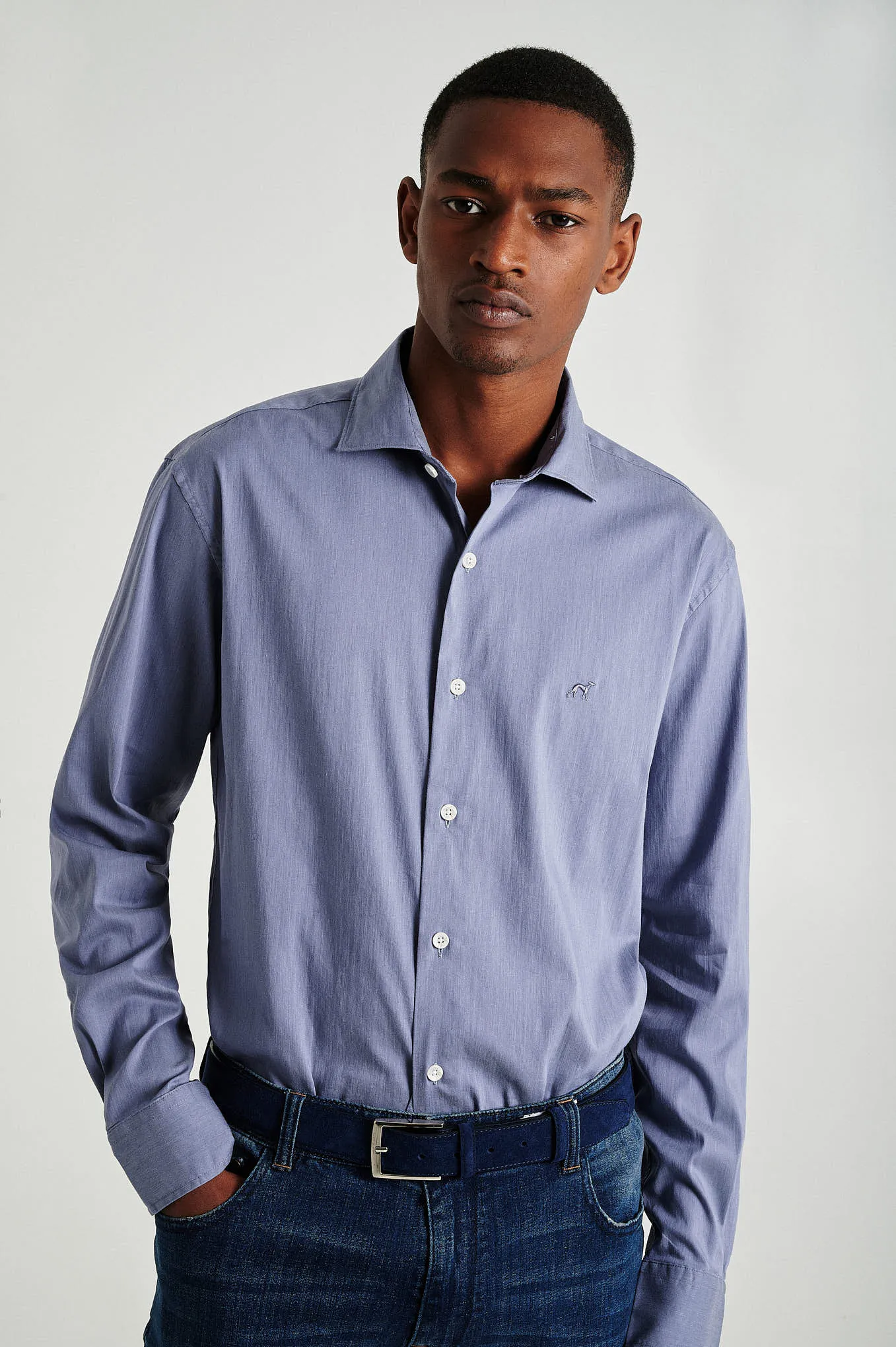 Slim fit melange shirt