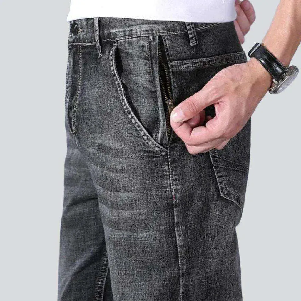 Slim-fit mobile pocket men's jeans