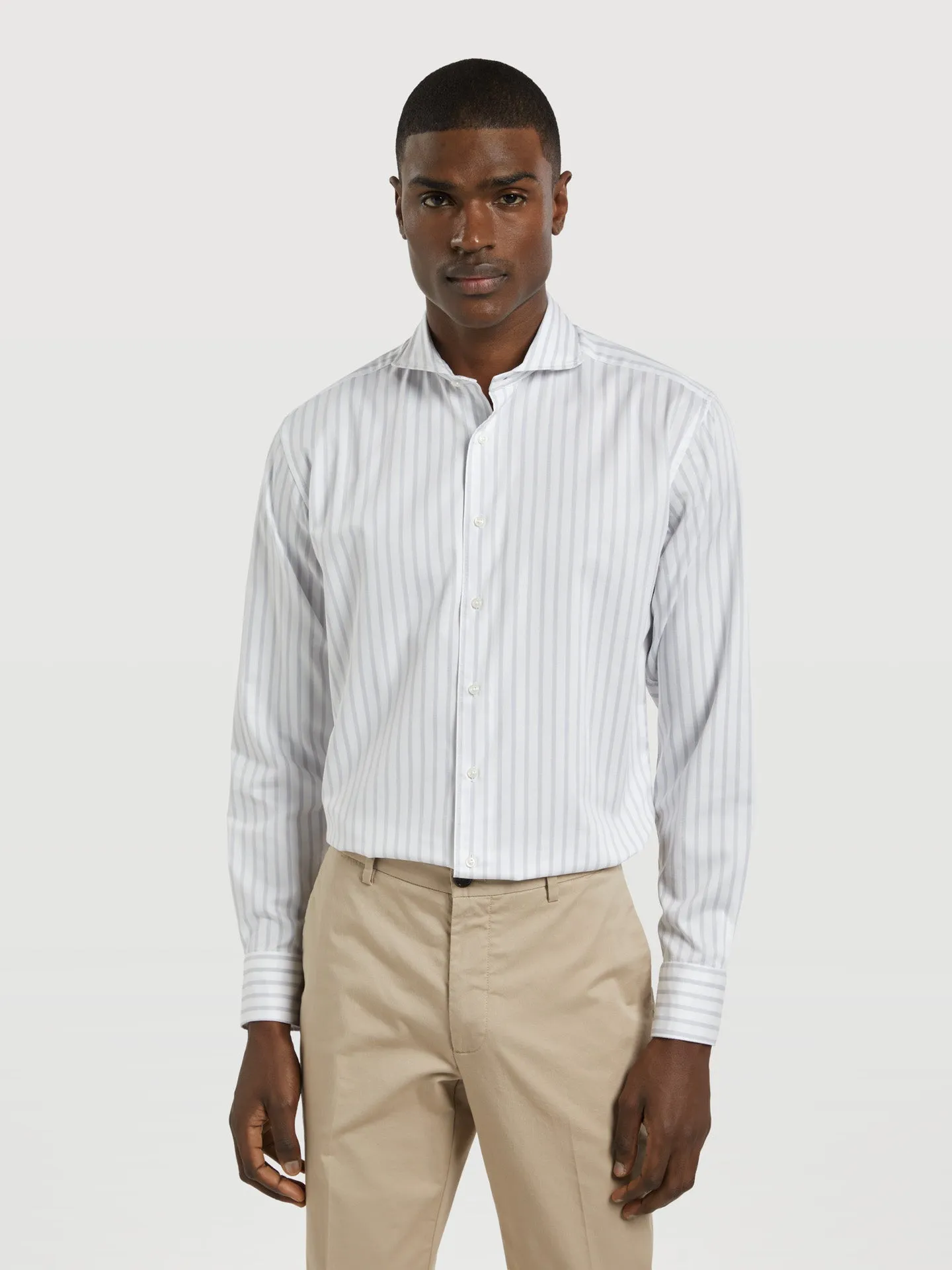 Slim fit new formal pastel striped shirt