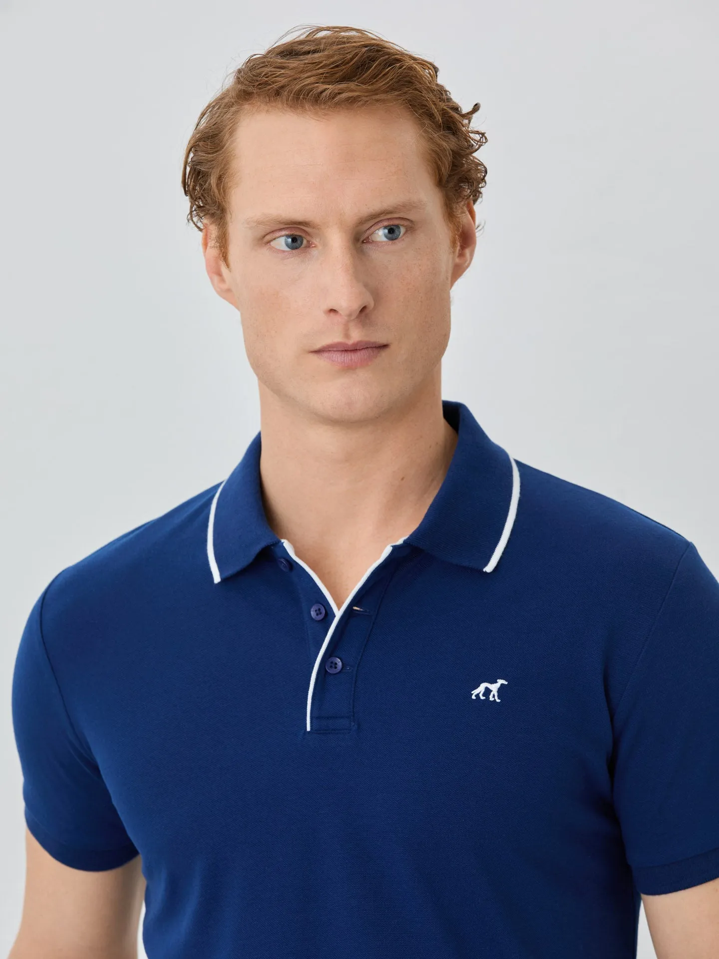 Slim Fit Piqué Polo In Recycled Polyester And Cotton Blend