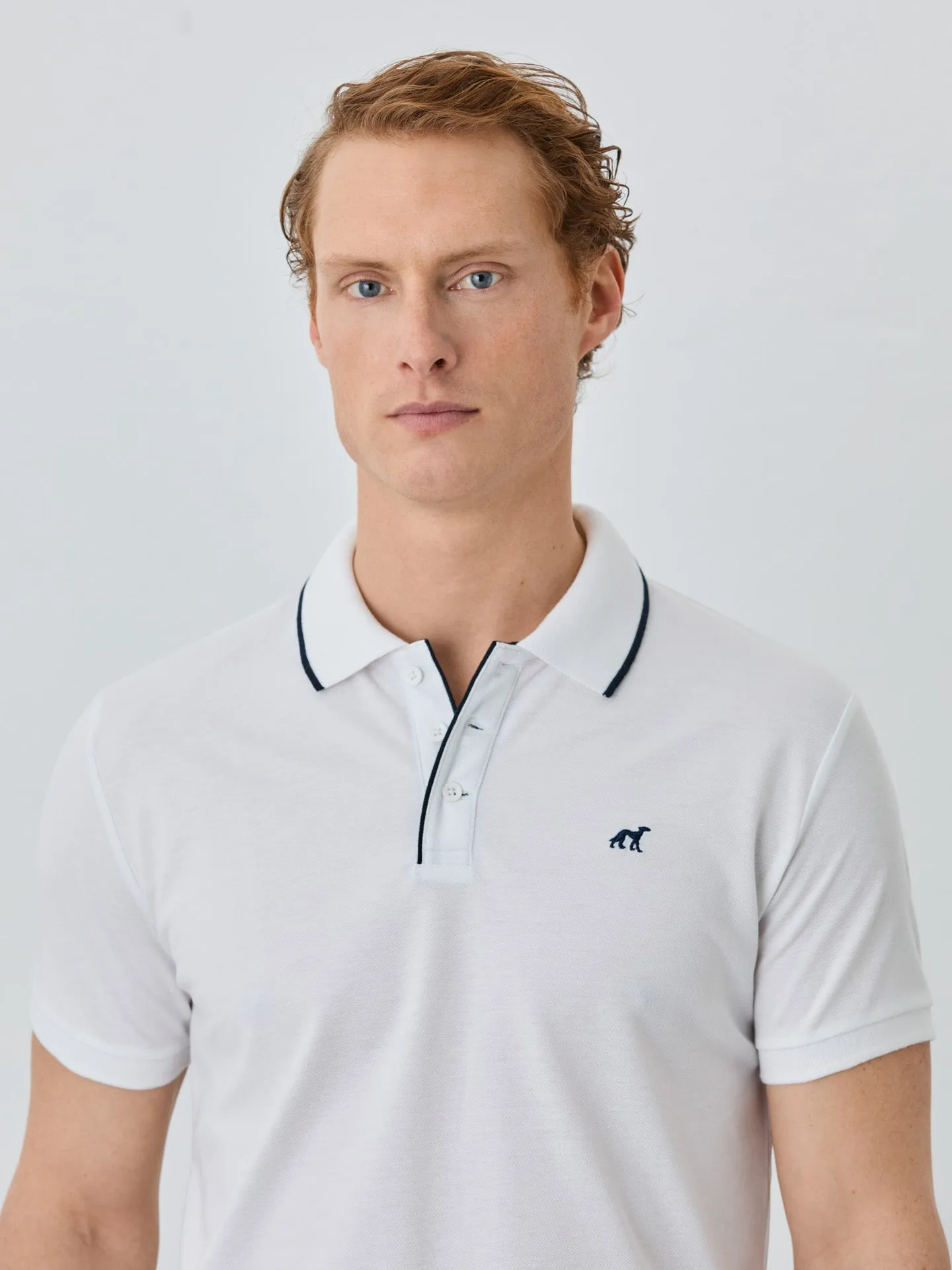 Slim Fit Piqué Polo In Recycled Polyester And Cotton Blend