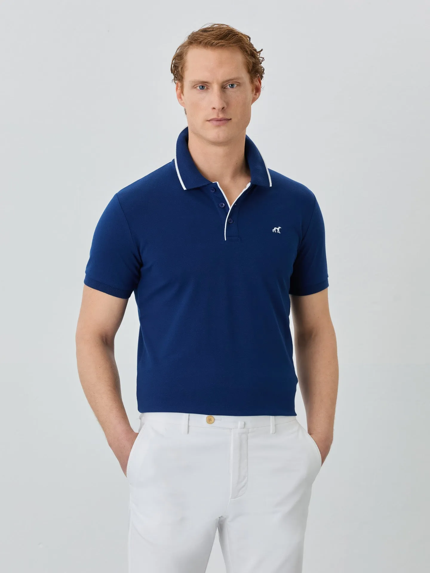 Slim Fit Piqué Polo In Recycled Polyester And Cotton Blend