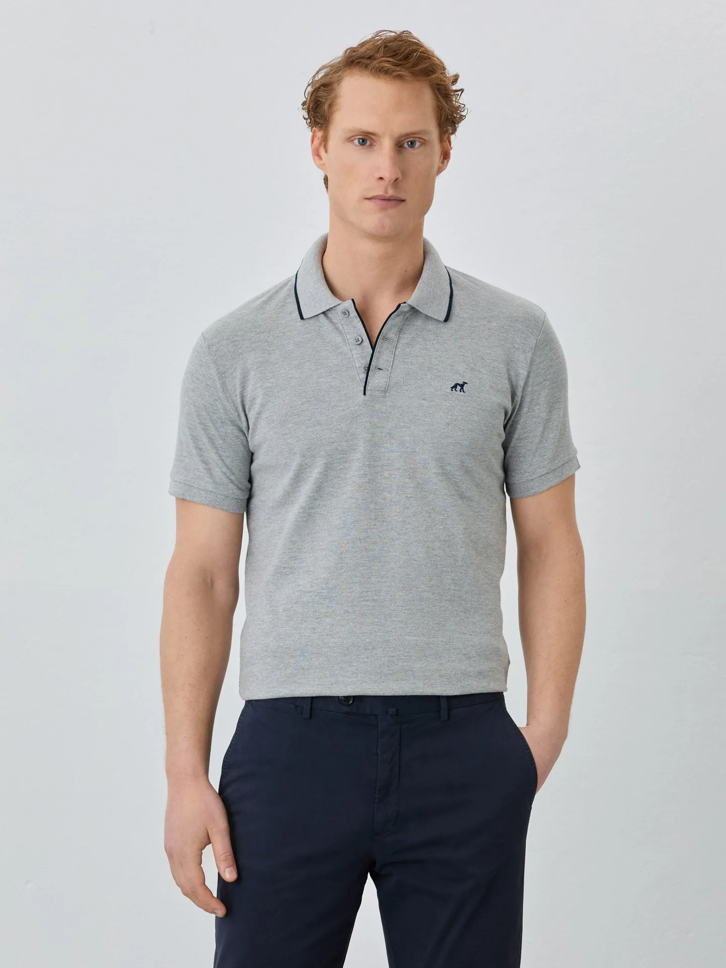 Slim Fit Piqué Polo In Recycled Polyester And Cotton Blend