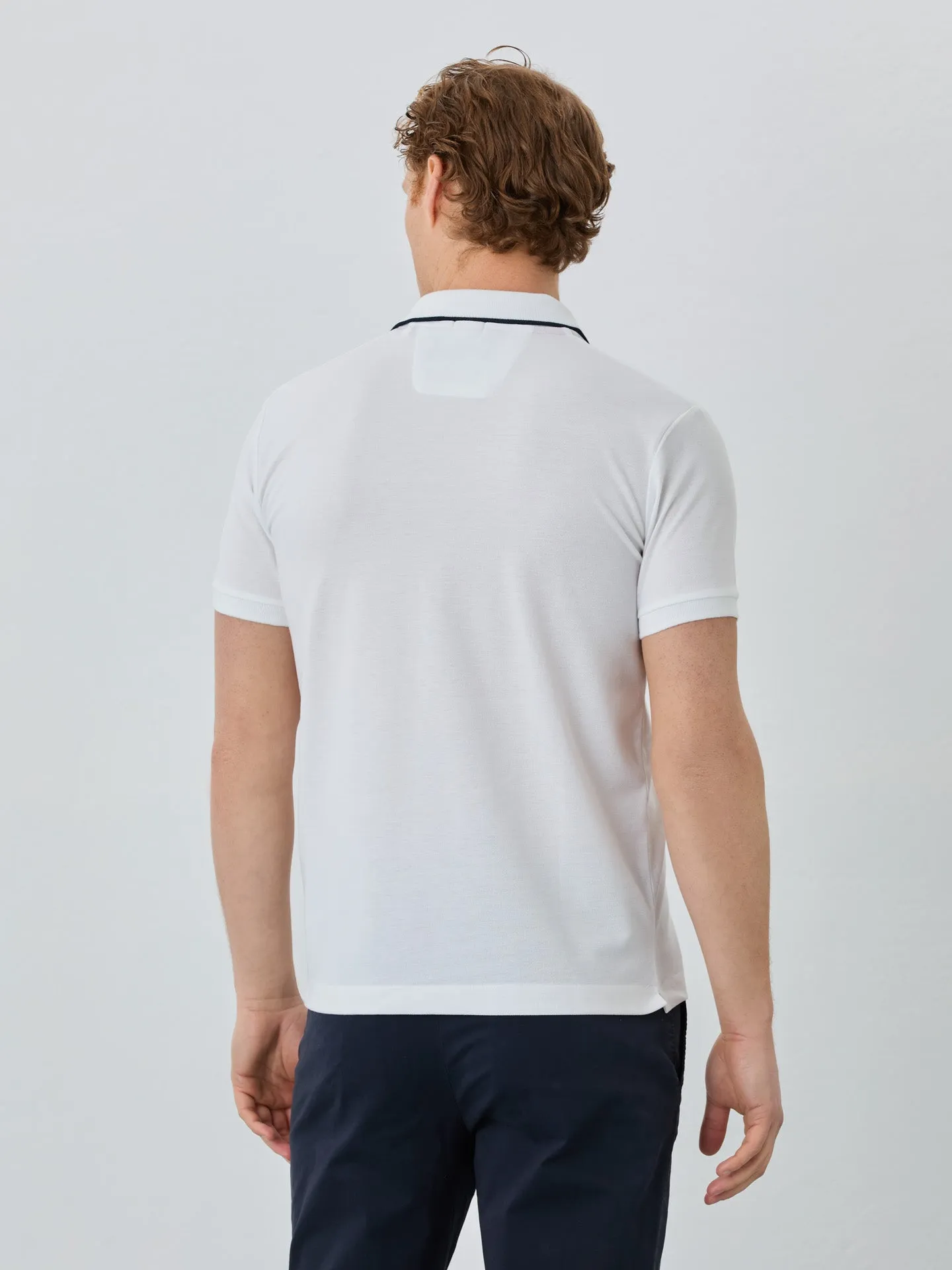 Slim Fit Piqué Polo In Recycled Polyester And Cotton Blend